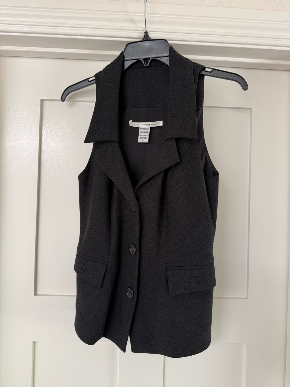 Diane Von Furstenberg Black Sleeveless Tailored Vest